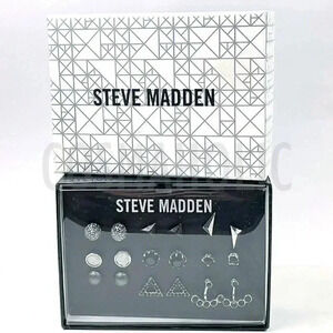 Steve Madden Black Earring Boxed Gift Set 9 Pairs